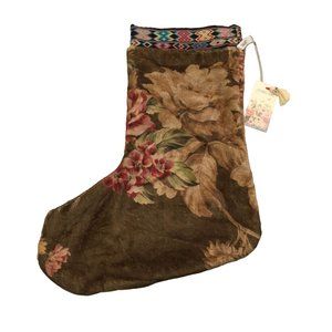 Johnny Was Vintage Rose Christmas Stocking with Abstract Ribbon Accent